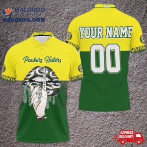 Green Bay Packers Hatter Shut The F Up Shhh Glitter Pattern Lips Fan 3D Personalized Polo Shirt