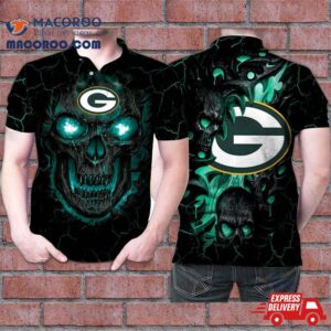 Green Bay Packers Lava Skulls Tiger 3D Printed Gift For Fan Polo Shirt