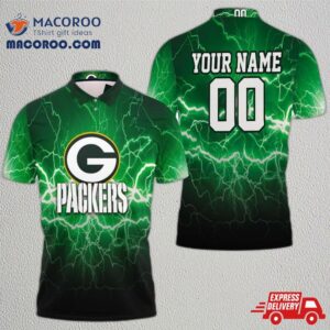 Green Bay Packers Lightning 3D Personalized Polo Shirt