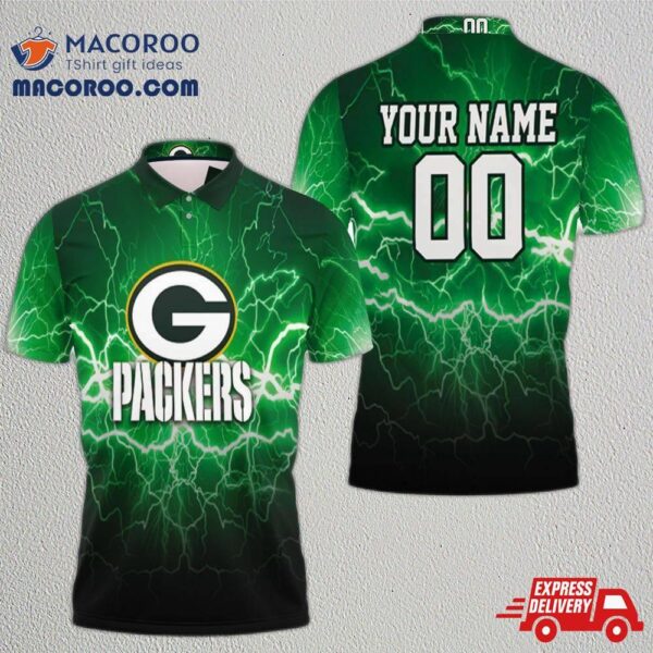 Green Bay Packers Lightning 3D Personalized Polo Shirt