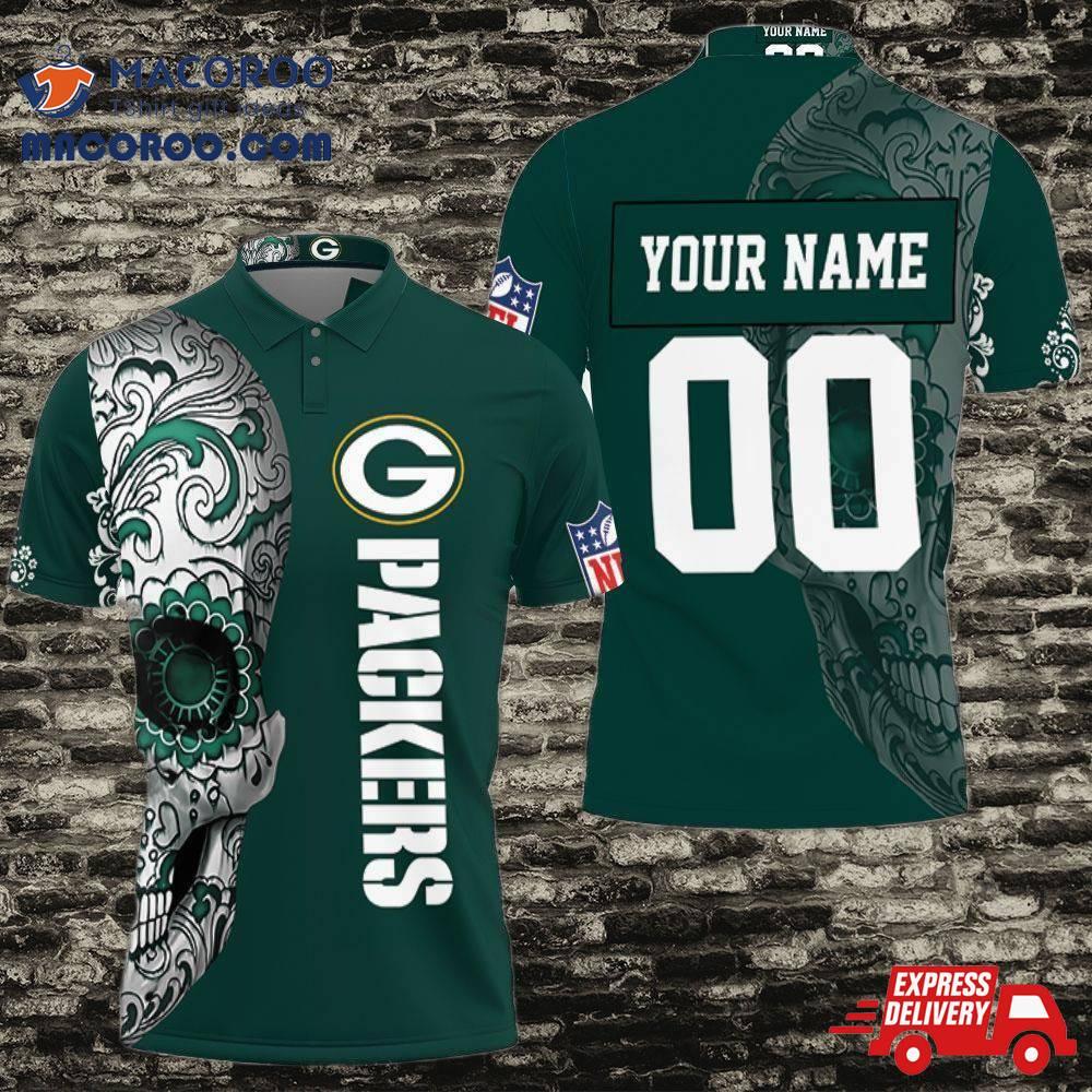 Green Bay Packers Nlf Fan Sugar Skull 3D Personalized Polo Shirt Green Bay Packers Nlf Fan Sugar Skull 3D Personalized Polo Shirt