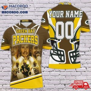 Green Bay Packers Qbs Bart Starr 15 Brett Favre 4 Aaron Rodgers 12 Poster For Fans Personalized Polo Shirt