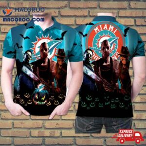 Halloween Miami Dolphins Michael Myers Freddy Krueger Jason Voorhees Gift For Fan Polo Shirt