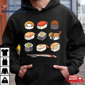 Happy Sushi Anime Kawaii Set Japanese Food Lover Otaku Manga Shirt