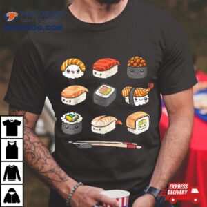 Happy Sushi Anime Kawaii Set Japanese Food Lover Otaku Manga Shirt