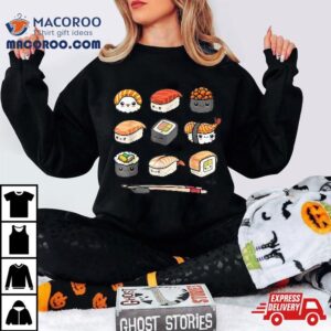 Happy Sushi Anime Kawaii Set Japanese Food Lover Otaku Manga Tshirt