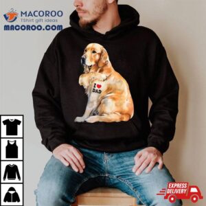 I Love Dad Patriotic Golden Retriever Canine Dog Lover Tshirt