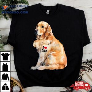 I Love Dad Patriotic Golden Retriever Canine Dog Lover Tshirt
