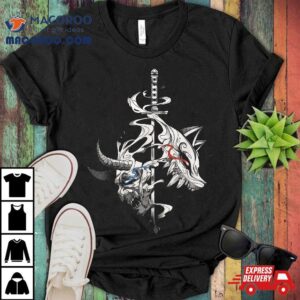 Japanese Anime Kitsune Mask Samurai Oni Monster Katana Tshirt