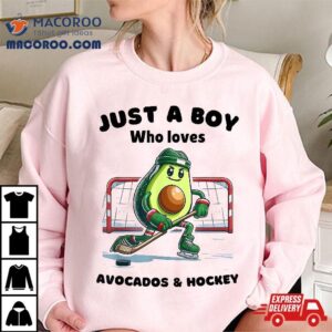 Just A Boy Who Loves Avocado And Hockey Funny Avocados Tshirt