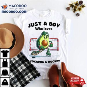 Just A Boy Who Loves Avocado And Hockey Funny Avocados Tshirt