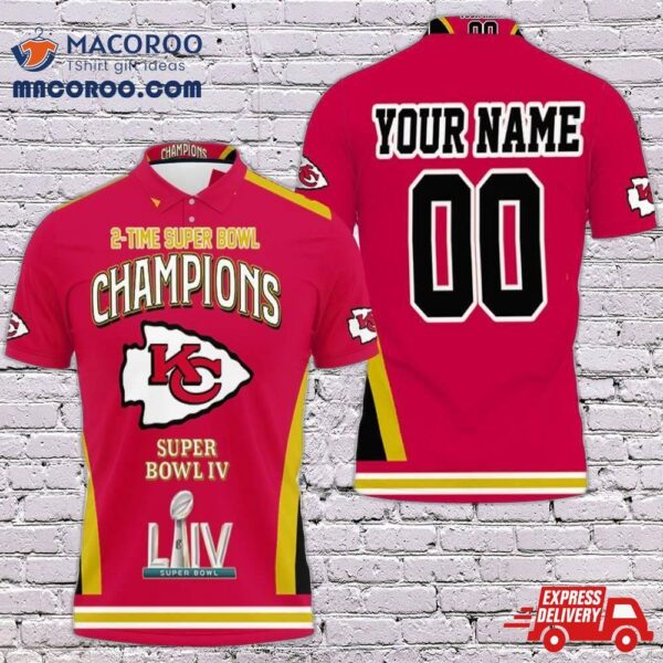 Kansas City Chiefs 2 Times Super Bowl Champions 3D Personalized Polo Shirt