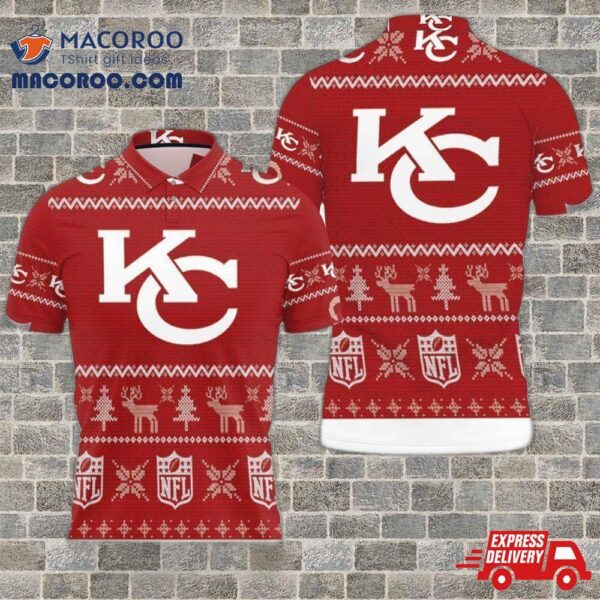 Kansas City Chiefs Christmas 3D Polo Shirt Gift For Nfl Fans