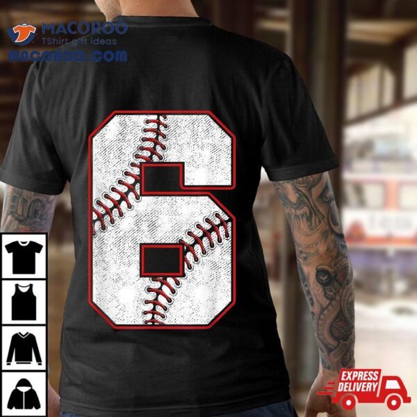 Kids 6 Year Old Shirt 6th Birthday Baseball Party Number #6