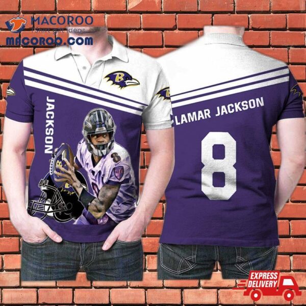 Lamar Jackson Baltimore Ravens 8 Legend 3D Polo Shirt