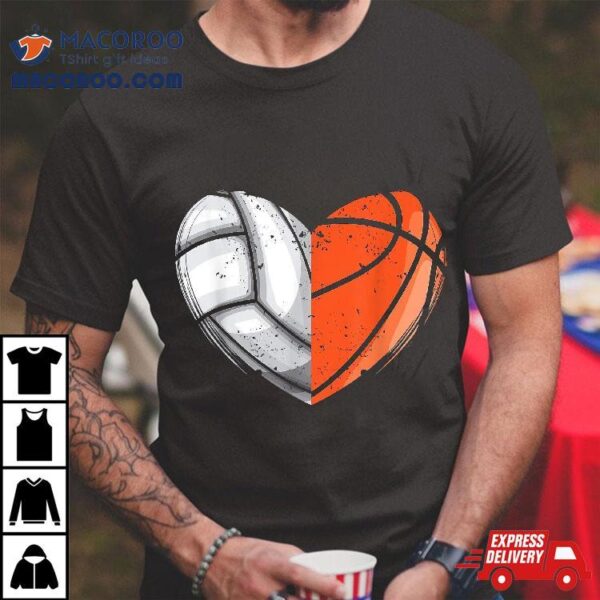 Love Basketball And Volleyball Heart Lover Sports Shirt