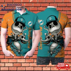 Miami Dolphins Jack Skellington Halloween 3D Printed Gift For Fan Polo Shirt