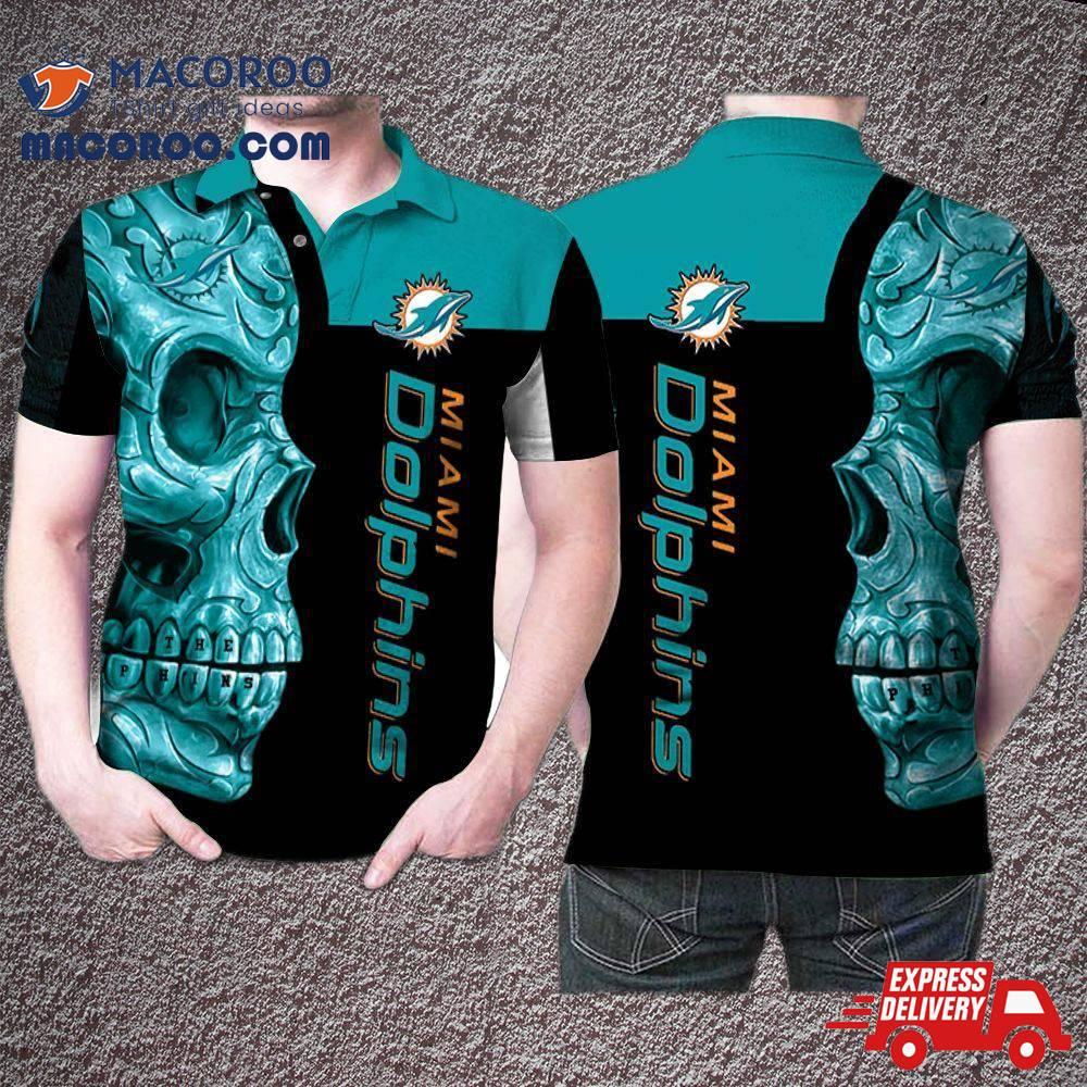 Miami Dolphins Nfl Skull 3D Printed Polo Shirt Gifts For Fans Miami Dolphins Nfl Skull 3D Printed Polo Shirt Gifts For Fans