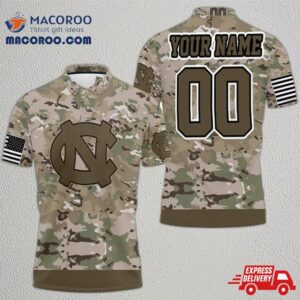North Carolina Tar Heels Camouflage Veteran 3D Personalized Polo