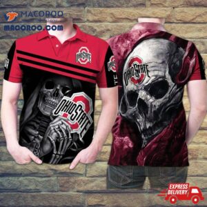Nun Skeleton Holds Ohio State Buckeyes Logo Skull 3D Printed Gift For Fan Polo