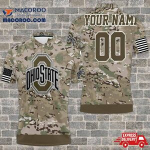 Ohio State Buckeyes Camouflage Veteran Personalized Polo Shirt