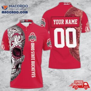 Ohio State Buckeyes Sugar Skull 3D Personalized 1 Polo