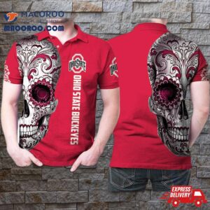 Ohio State Buckeyes Sugar Skull Flowers Pattern 3D Printed Gift For Fan Polo