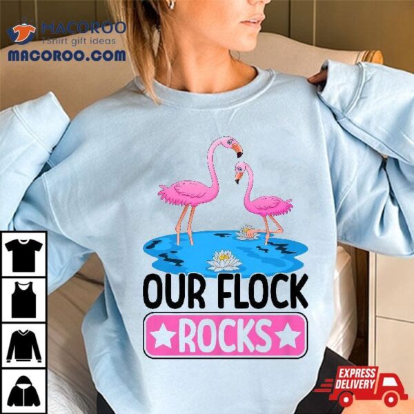 Our Flock Rocks Flamingo Family Summer Vacation Matching Shirt