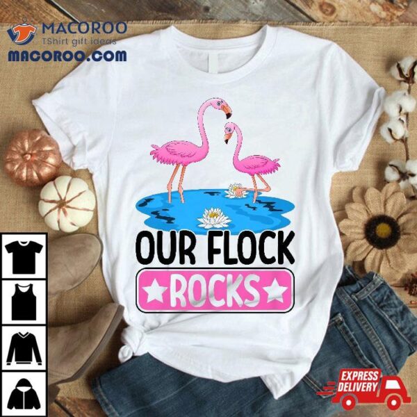 Our Flock Rocks Flamingo Family Summer Vacation Matching Shirt