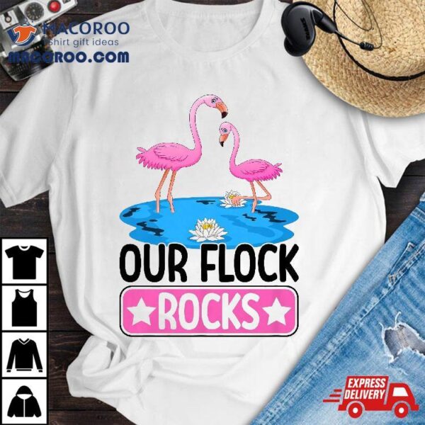 Our Flock Rocks Flamingo Family Summer Vacation Matching Shirt