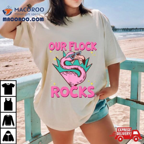 Our Flock Rocks Flamingo Matching Family Vacation Group Shirt