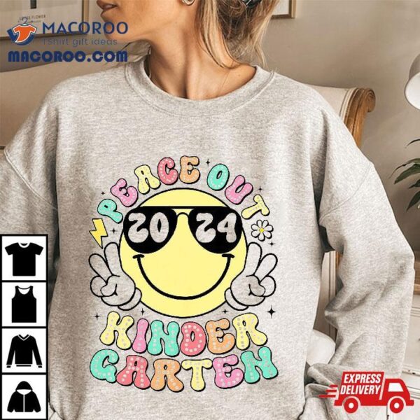 Peace Out Kindergarten Retro Smile Last Day Of School 2024 Shirt