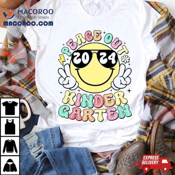 Peace Out Kindergarten Retro Smile Last Day Of School 2024 Shirt