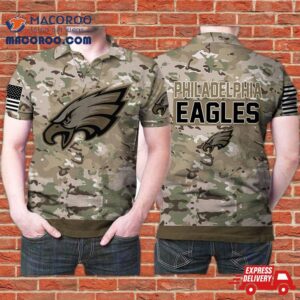 Philadelphia Eagles Camouflage Veteran American Flag 3D Printed Gift For Fan Polo Shirt
