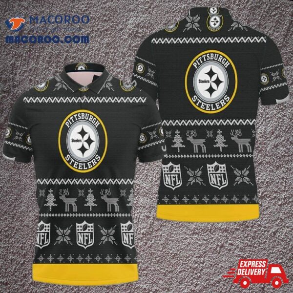 Pittsburgh Steelers Christmas 3D Polo Shirt