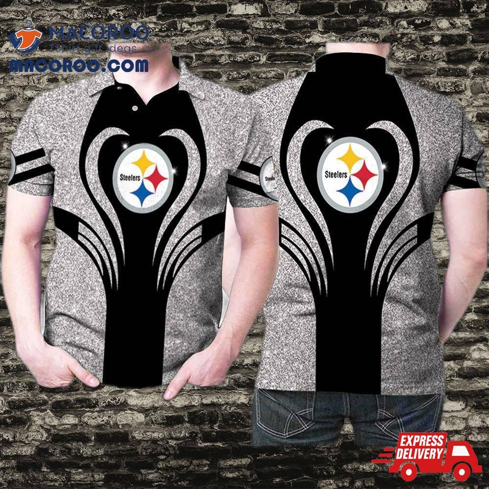 Pittsburgh Steelers Heart Logo Twinkle 3D Printed Gift For Fan Polo Shirt Pittsburgh Steelers Heart Logo Twinkle 3D Printed Gift For Fan Polo Shirt