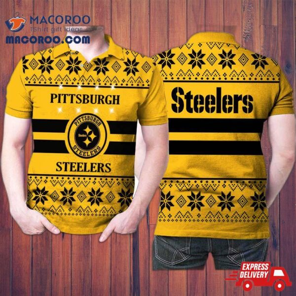 Pittsburgh Steelers Light Up Ugly Christmas 3D Printed Gift For Fan Polo Shirt