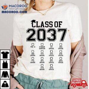 Pre-k Class Of 2037 Grow With Me First Day School Graduation Shirt