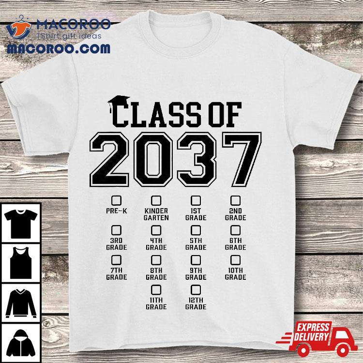 Pre-k Class Of 2037 Grow With Me First Day School Graduation Shirt Pre-k Class Of 2037 Grow With Me First Day School Graduation Shirt