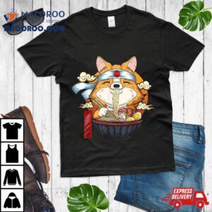 Ra Kawaii Corgi Puppy Japanese Noodles Anime Gif Tshirt