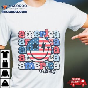 Retro Th Of July America Vibes Groovy Smile Patriotic Tshirt