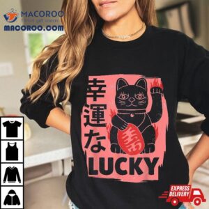 Retro Japanese Lucky Cat Kawaii Charm Anime Tshirt