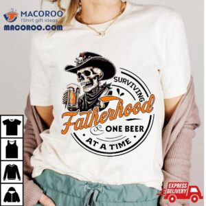 Retro Surviving Fatherhood One Beer At A Time Funny Dad Shirt