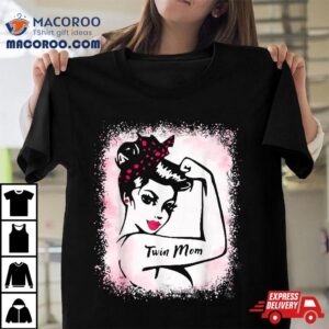 Rosie Pin Up Twin Mom Unbreakable Breast Cancer Awareness Tshirt