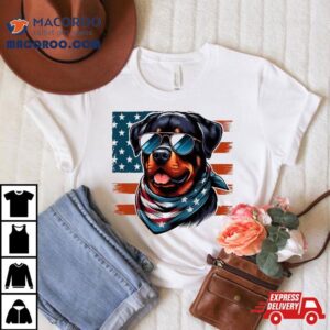 Rottweiler 4th Of July American Flag Glasses Stay Cool Shirt