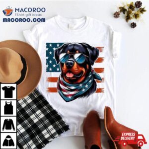 Rottweiler 4th Of July American Flag Glasses Stay Cool Shirt