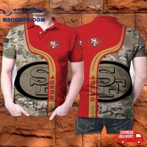 San Francisco 49ers Logo Camouflage Pattern American Flag 3D Printed Gift For Fan Polo Shirt