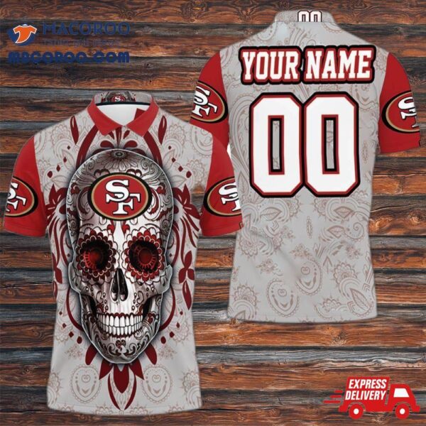 San Francisco 49ers Sugar Skull For Fans 3D Personalized Polo Shirt