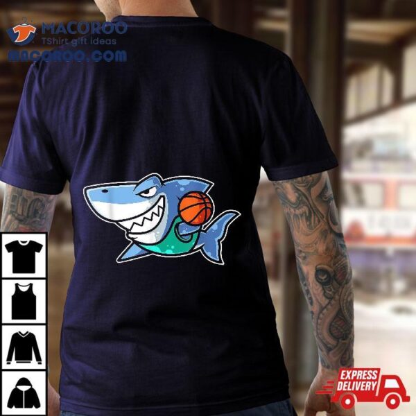 Shark Basketball Game Day Funny Team Sports B-ball Shirt