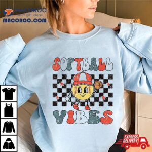 Smile Face Softball Vibes, Game Day Life Mom Retro Shirt